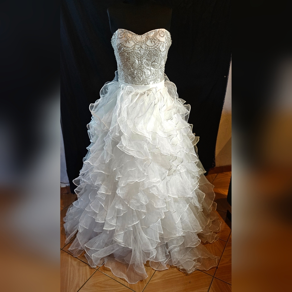 White Ruffled Organza Ball Gown Skirt